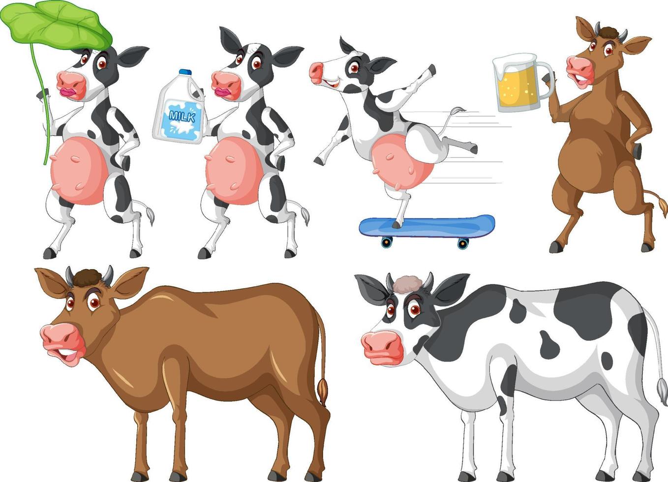 conjunto de diferentes animales de granja en estilo de dibujos animados vector