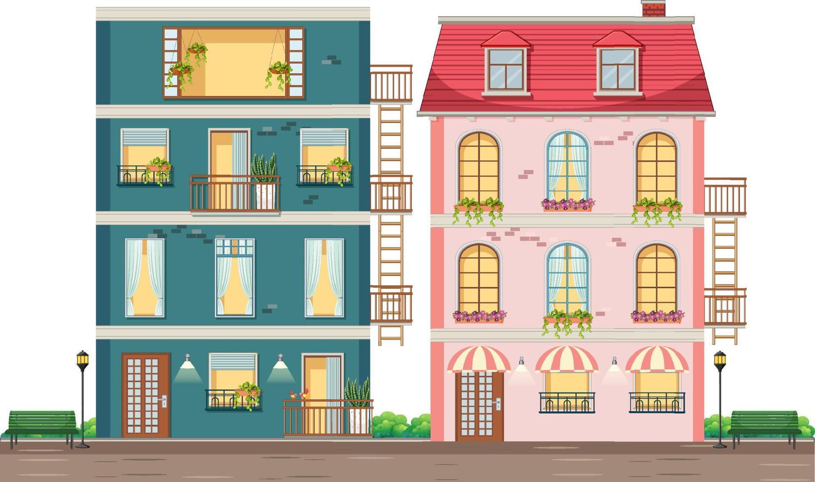 edificio de apartamentos con ventanas vector