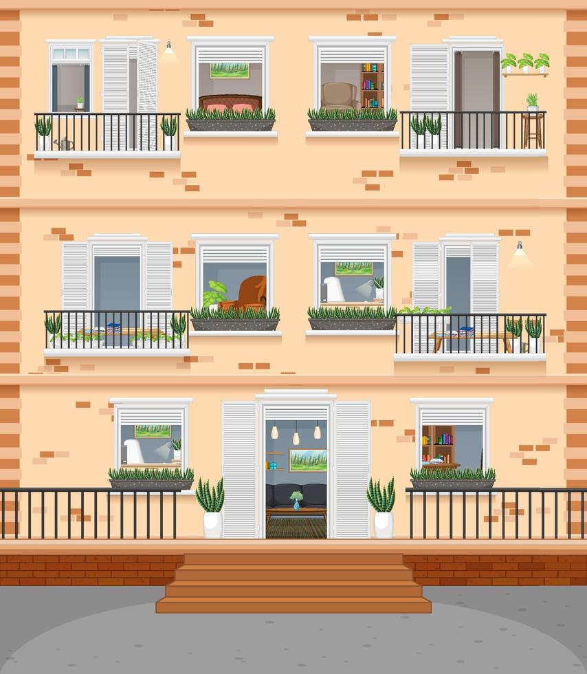Apartment building with windows vector