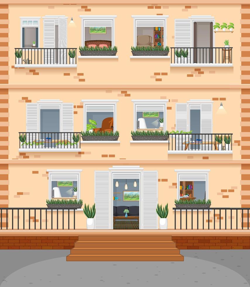 edificio de apartamentos con ventanas vector