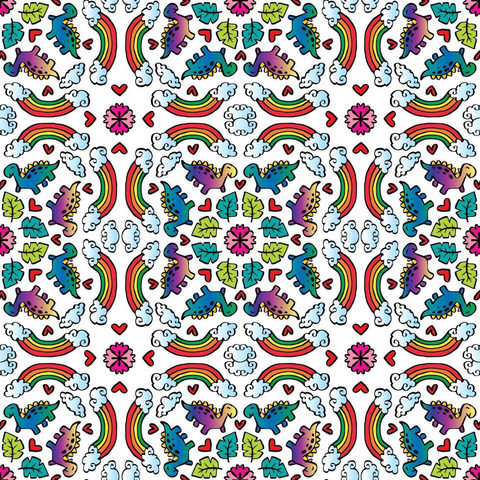 Mandala seamless pattern dinosaur vector