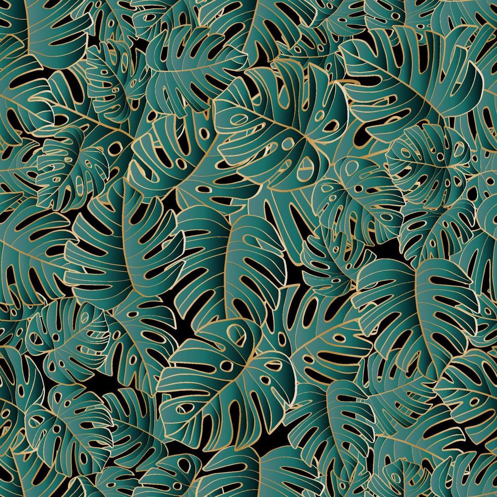 Seamless pattern Split-leaf Philodendron plant vector