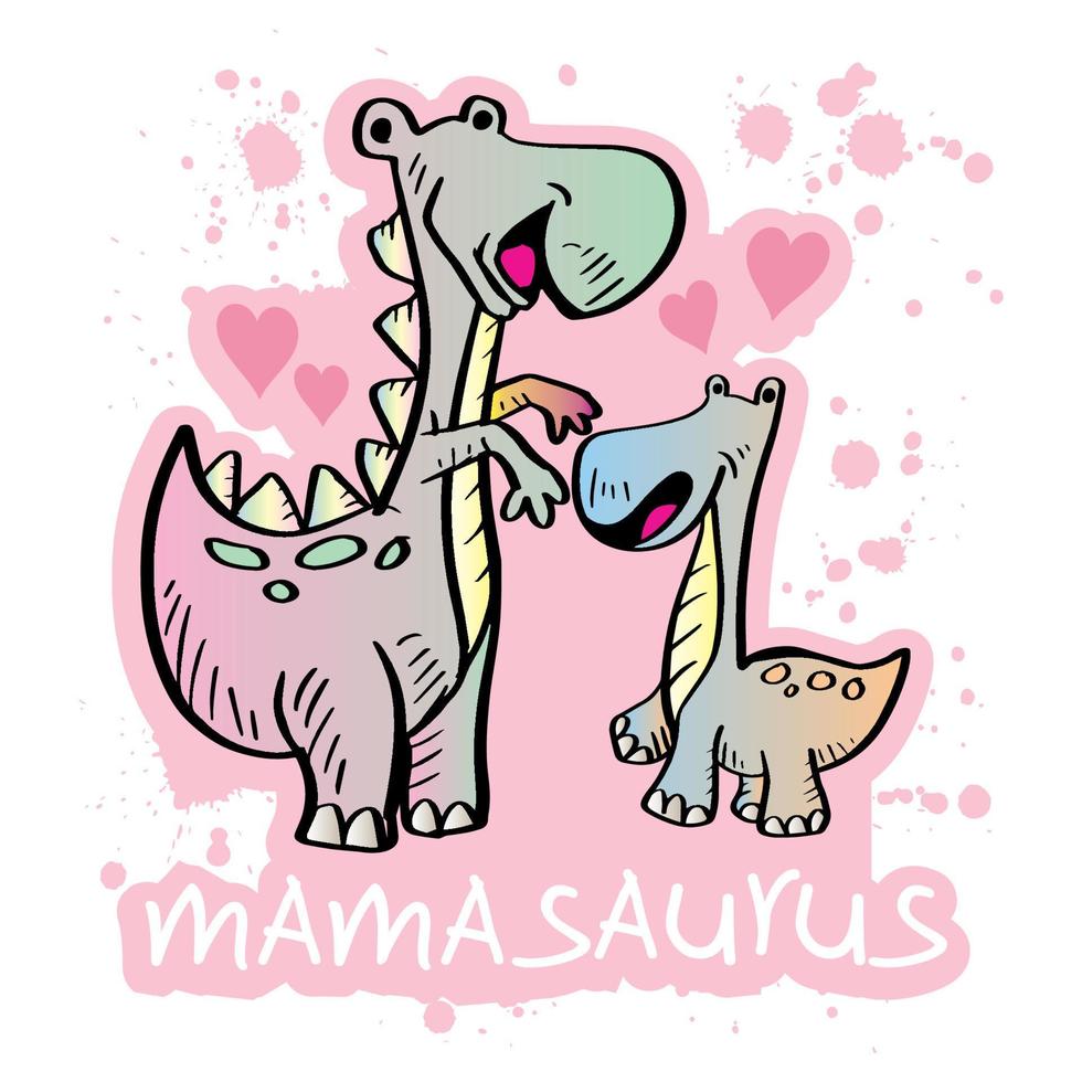 dibujos animados lindo mamasaurio vector