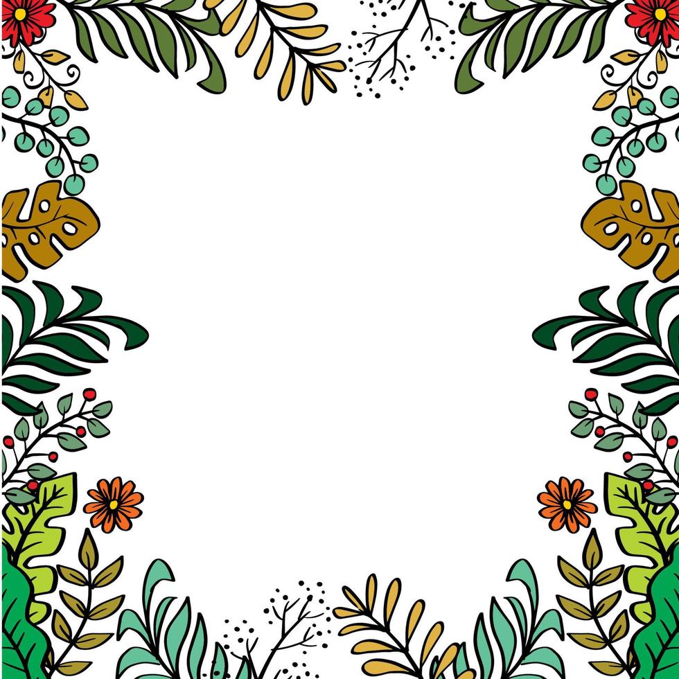 Hand drawn floral frame in doodle style Hand drawn floral frame in doodle style with floral vector