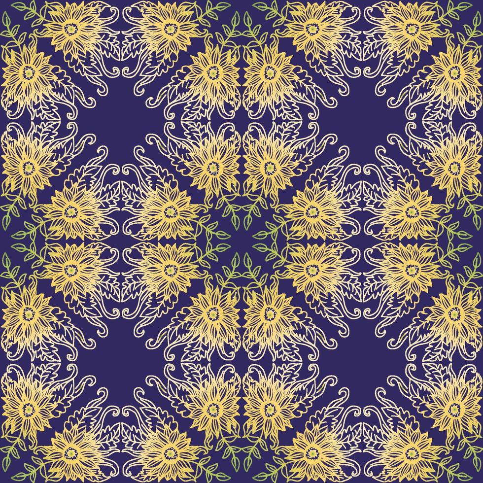 Mandala seamless pattern sunflower vector