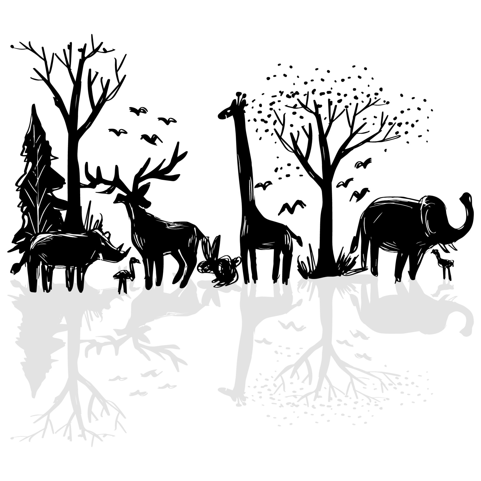 Safari in Africa silhouette of wild animals 6351576 Vector Art at Vecteezy