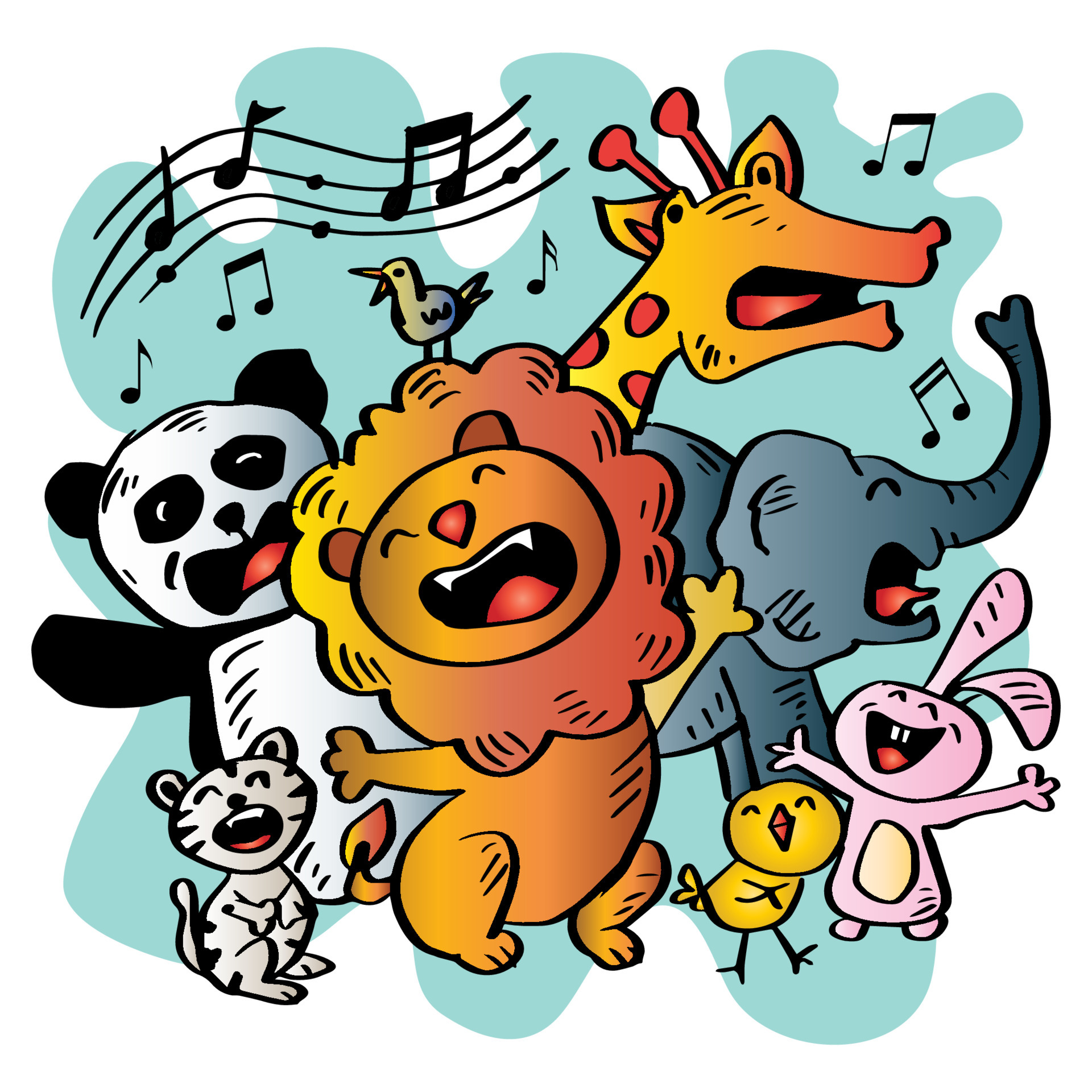 Cartoon doodle cute animals singing 6351584 Vector Art at Vecteezy Cartoon doodle cute animals singing 6351584 Vector Art at Vecteezy