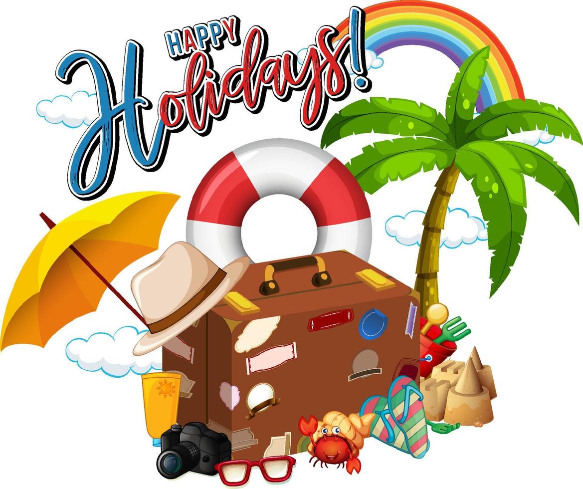 Happy holiday icon with travel element vector