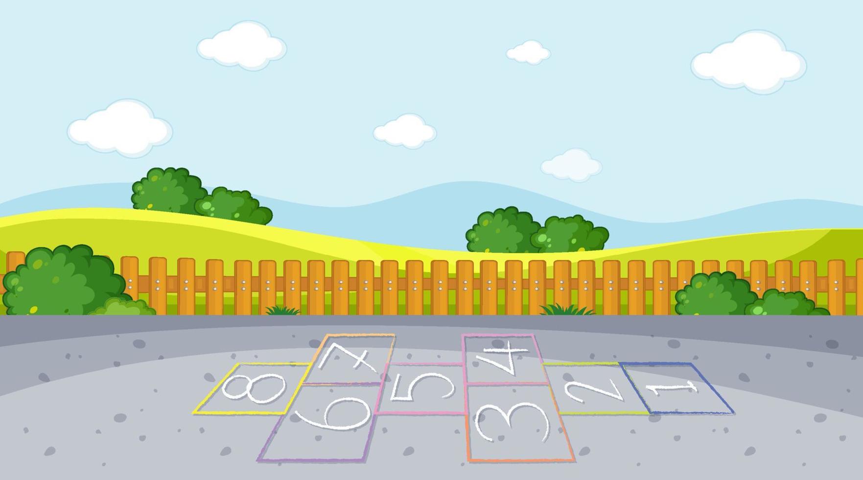 Hopscotch on playground background vector