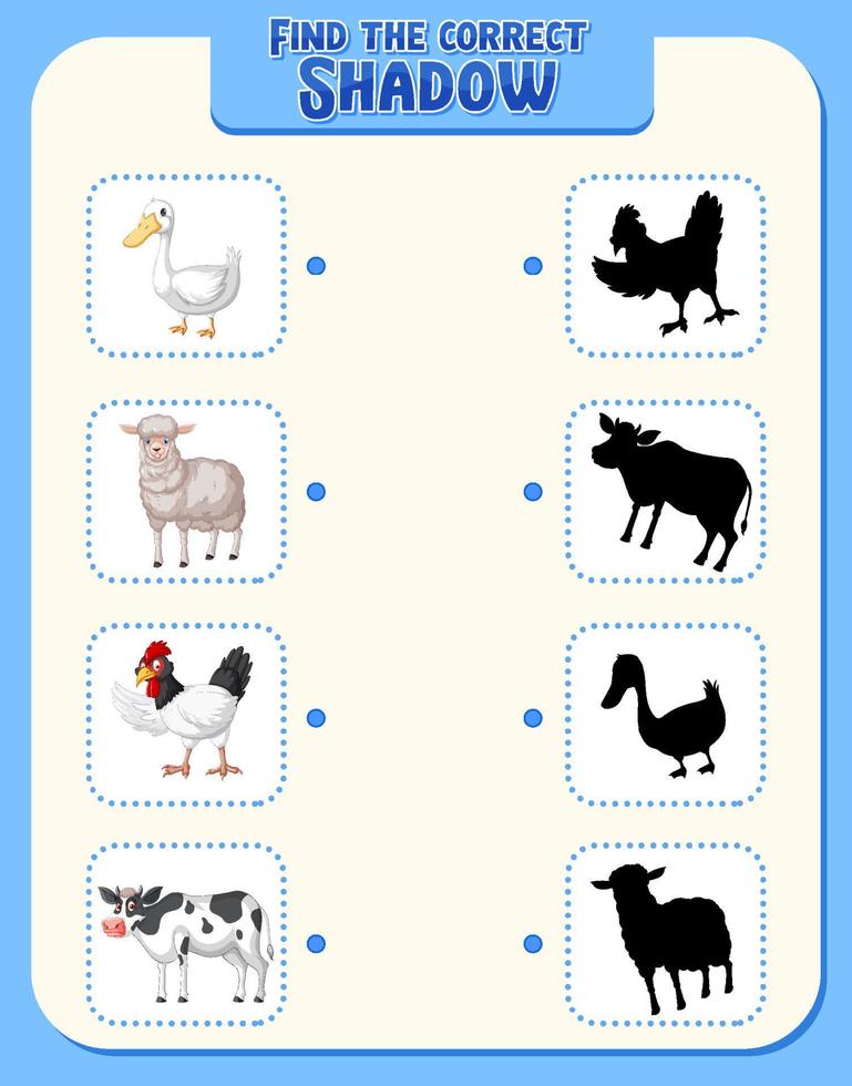 Matching Farm animal shadow worksheet 6351823 Vector Art at Vecteezy Matching Farm animal shadow worksheet 6351823 Vector Art at Vecteezy