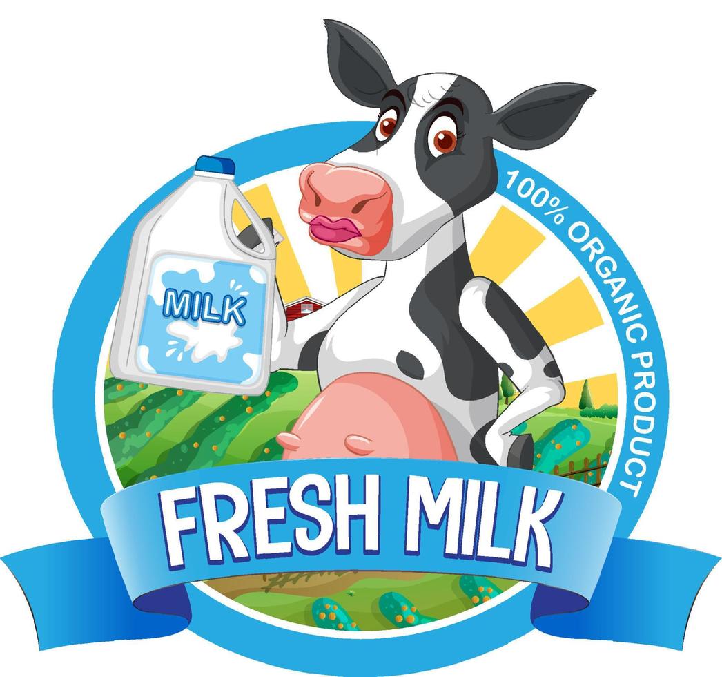 A cow with a Fresh milk label vector