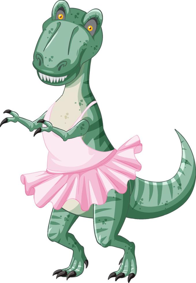 tiranosaurio rex dinosaurio bailando ballet en estilo de dibujos animados vector