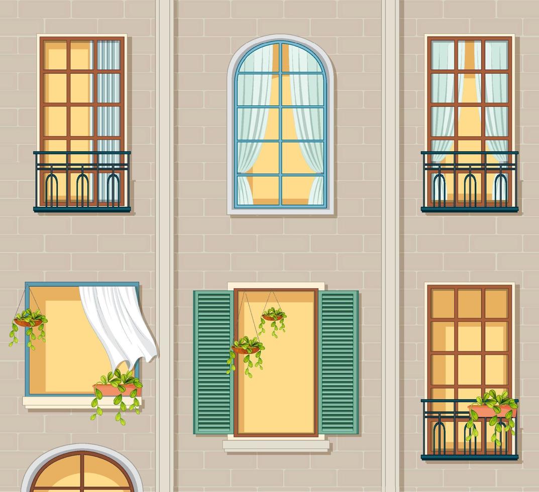 edificio de apartamentos con ventanas vector