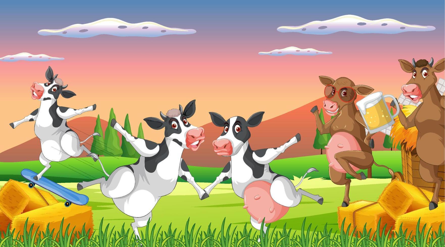 Scene with farm animal on the farm vector