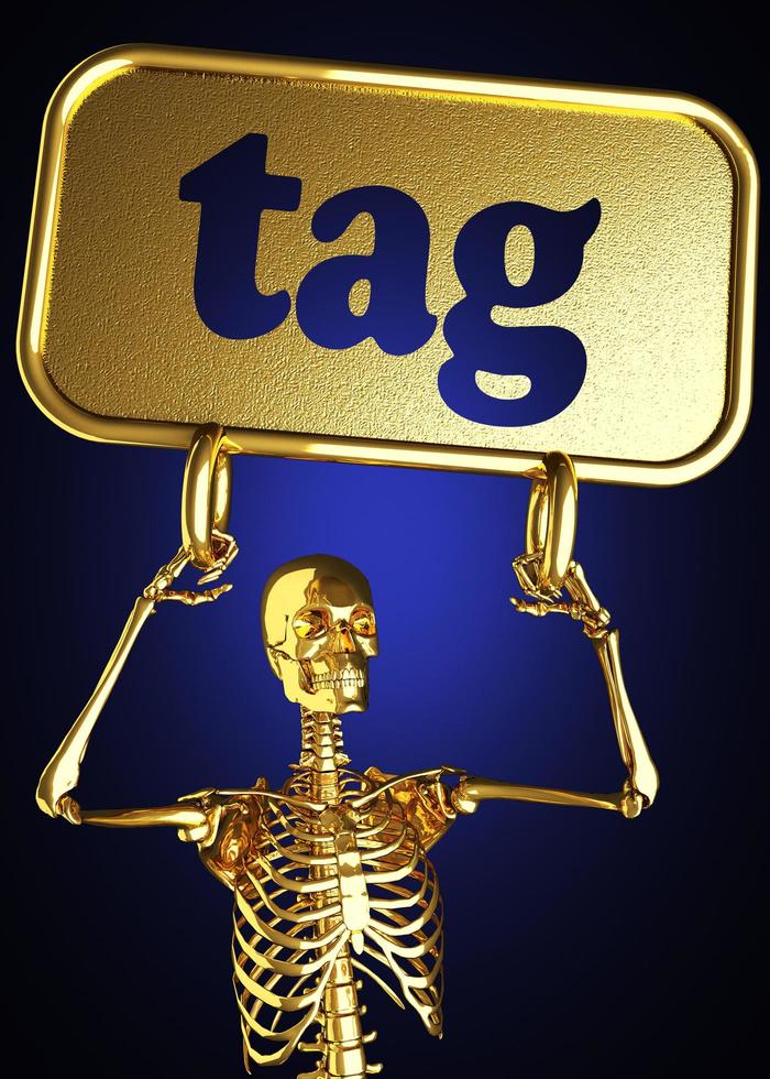 tag word and golden skeleton photo