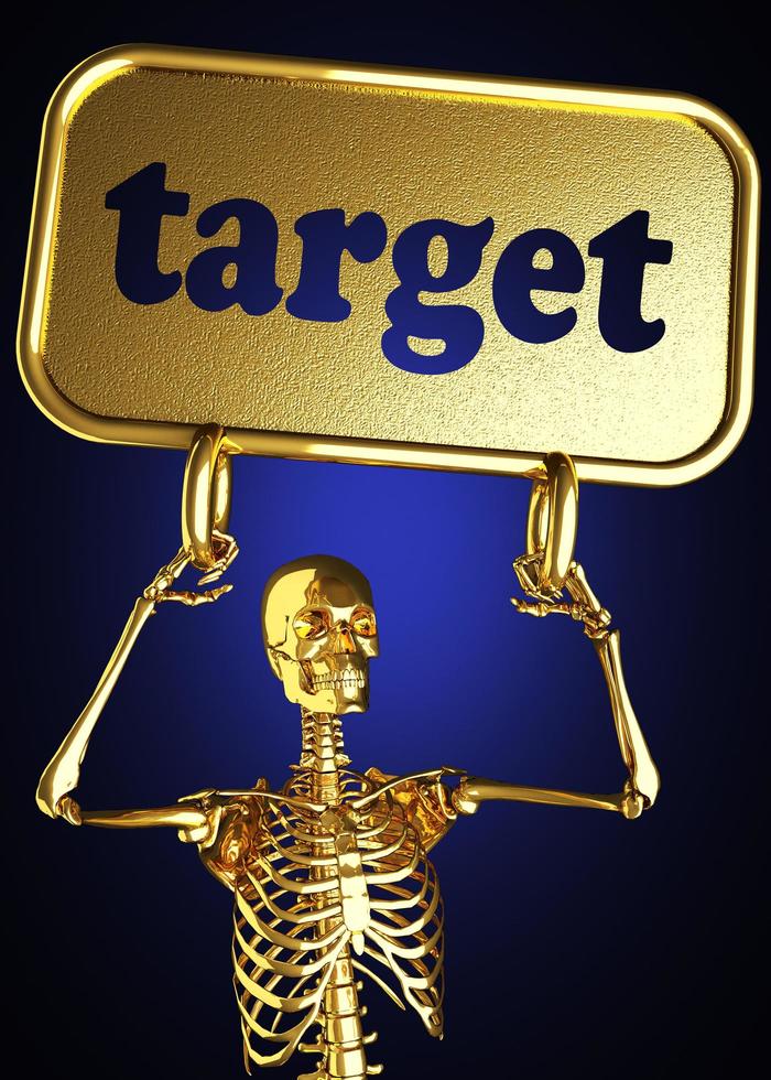 target word and golden skeleton photo