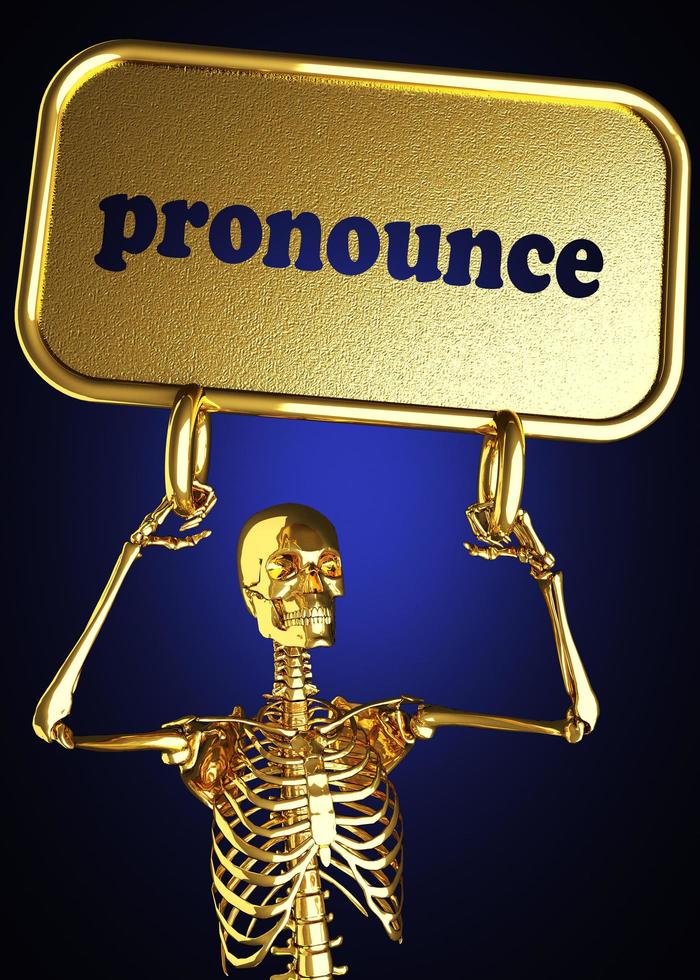 pronunciar palabra y esqueleto dorado foto