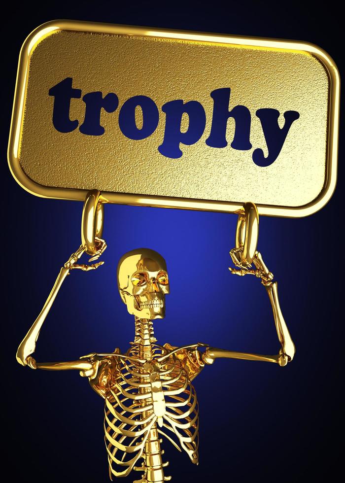 trophy word and golden skeleton photo