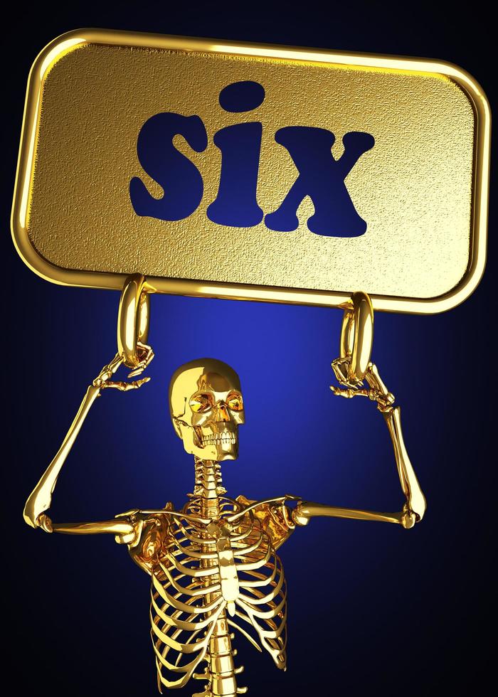 seis palabras y esqueleto dorado foto