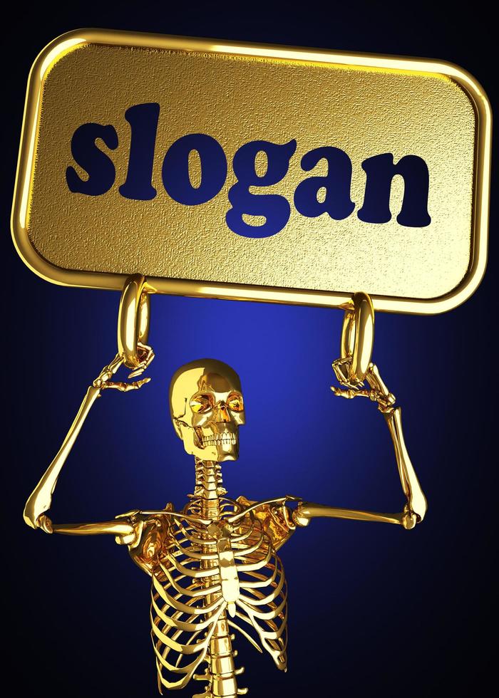 slogan word and golden skeleton photo