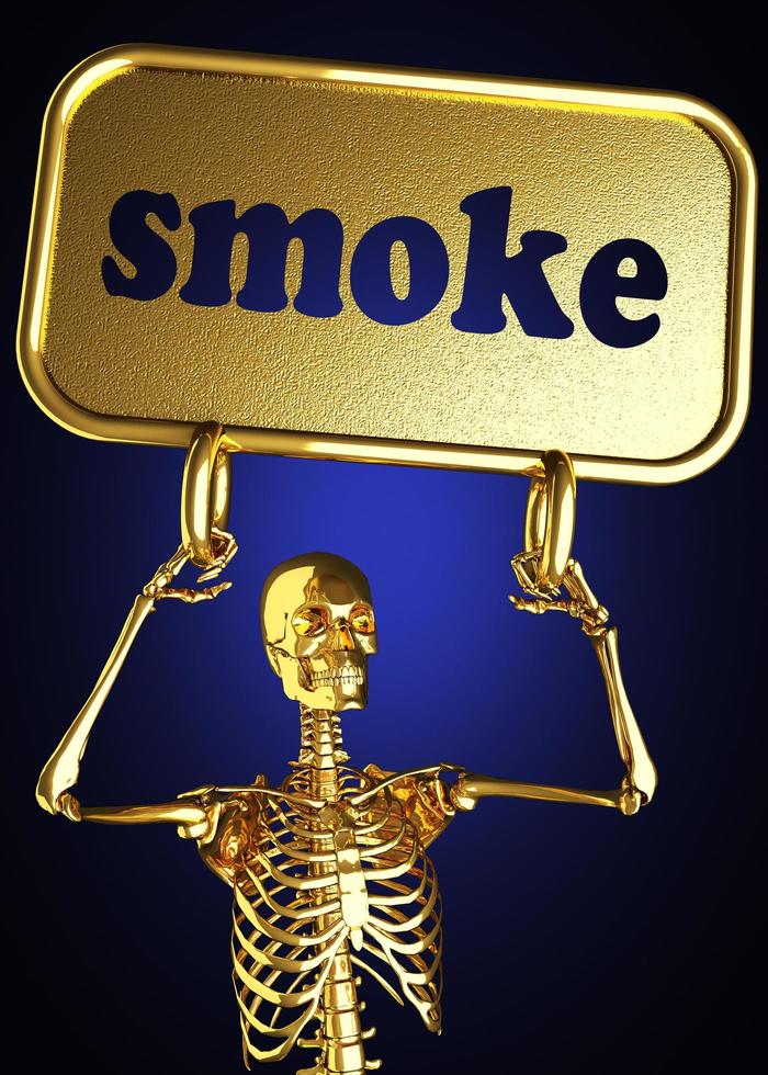 palabra humo y esqueleto dorado foto