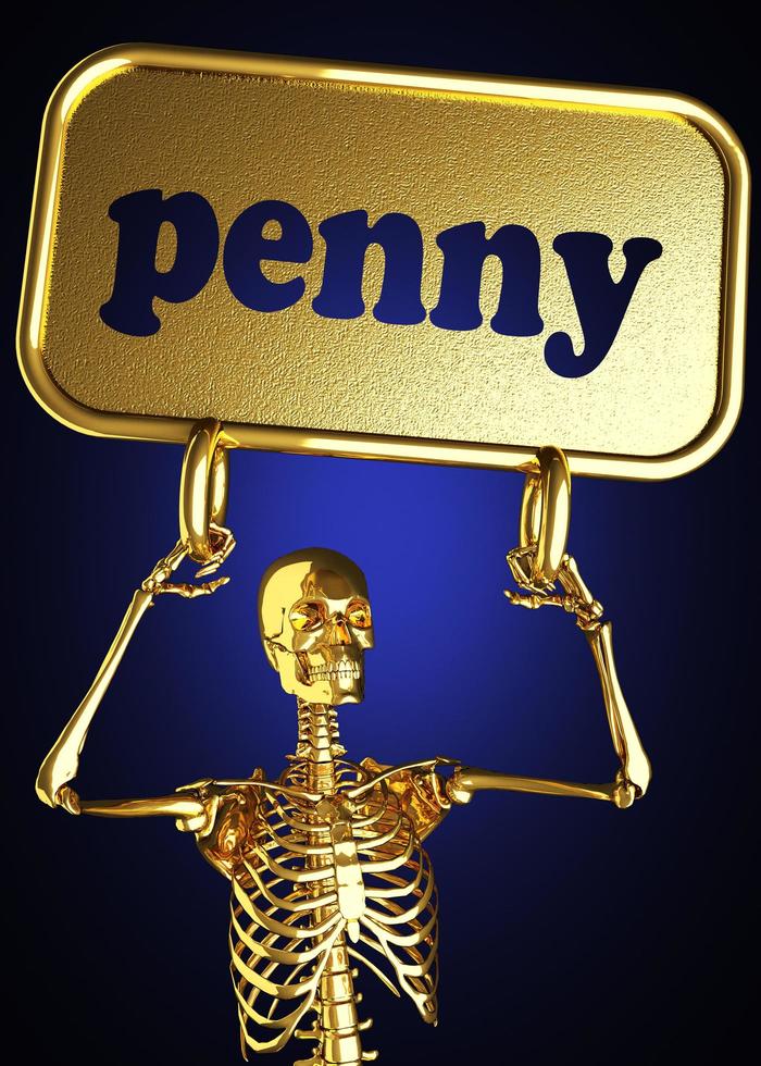 penny word and golden skeleton photo