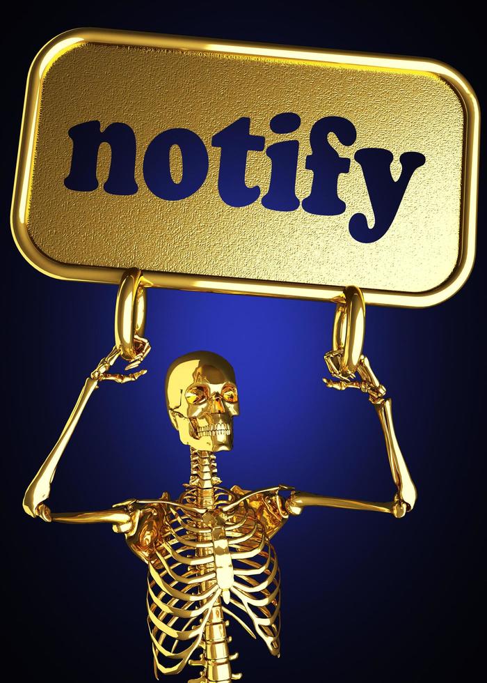 notify word and golden skeleton photo
