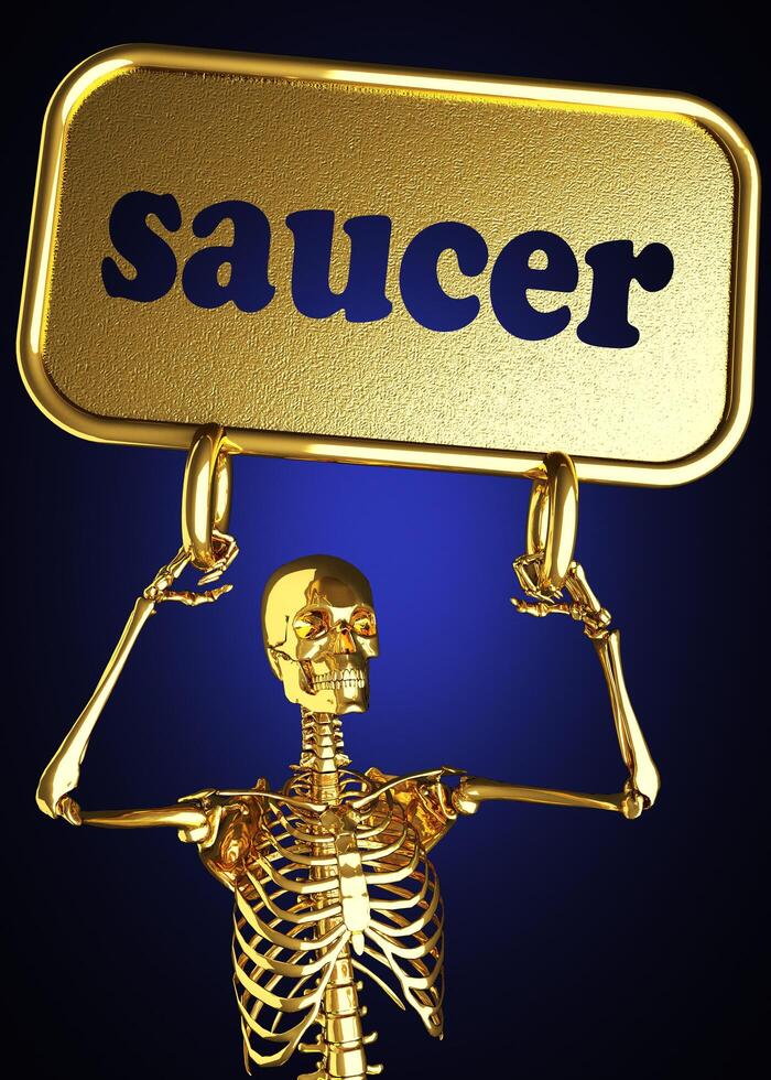 saucer word and golden skeleton photo