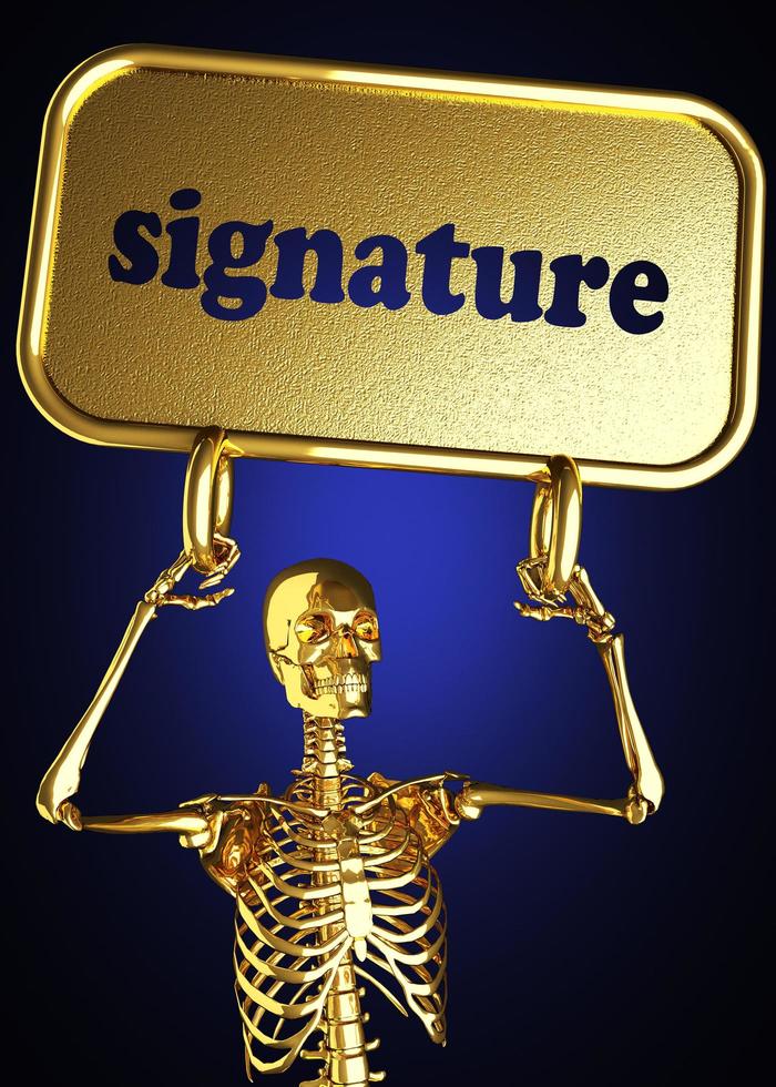 signature word and golden skeleton photo