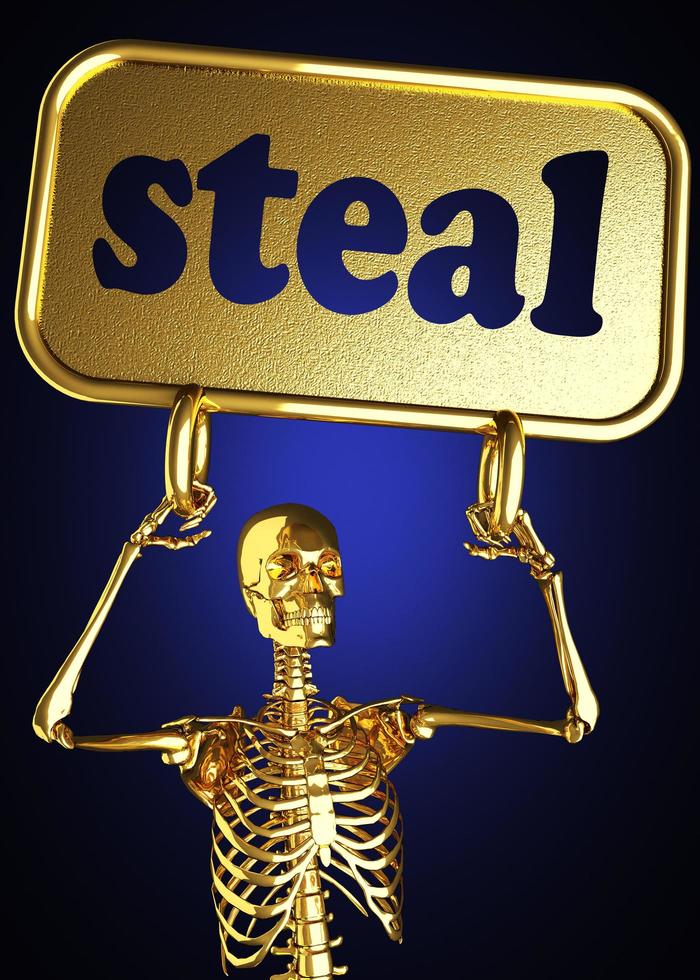 steal word and golden skeleton photo
