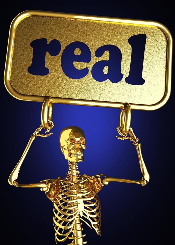 real word and golden skeleton photo