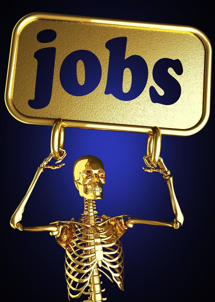 jobs word and golden skeleton photo