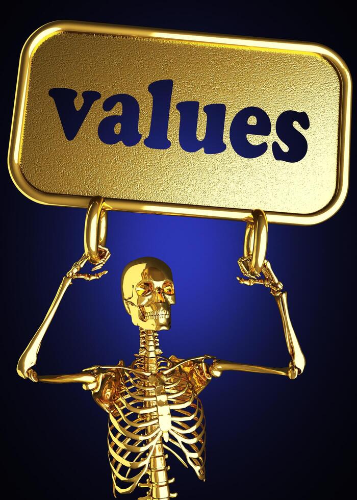 values word and golden skeleton photo