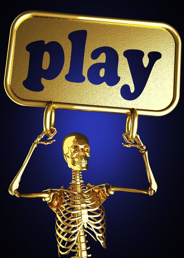 play word and golden skeleton photo