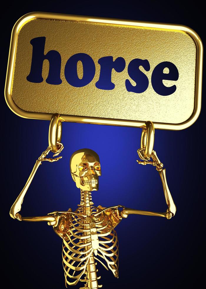 horse word and golden skeleton photo