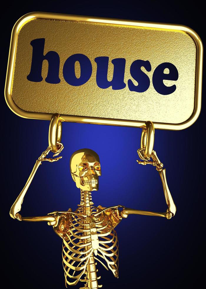 house word and golden skeleton photo