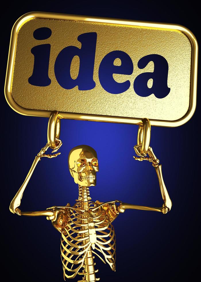palabra idea y esqueleto dorado foto