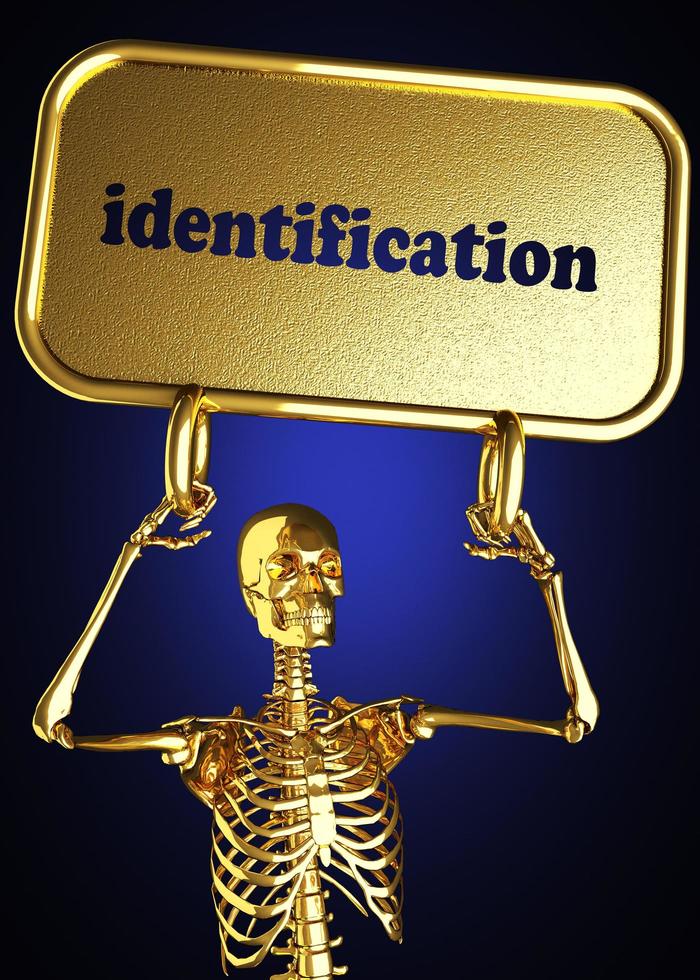 palabra de identificación y esqueleto dorado foto