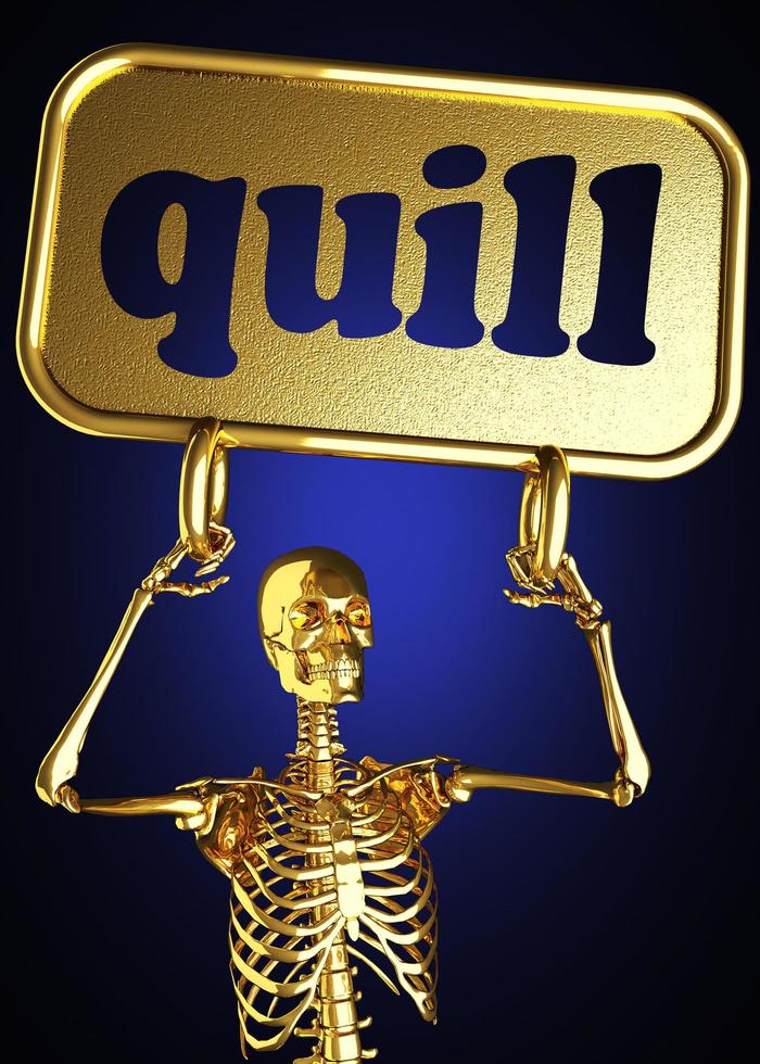 quill word and golden skeleton photo