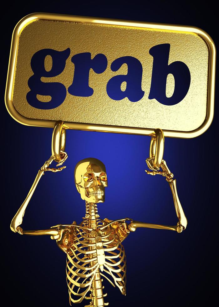 grab word and golden skeleton photo