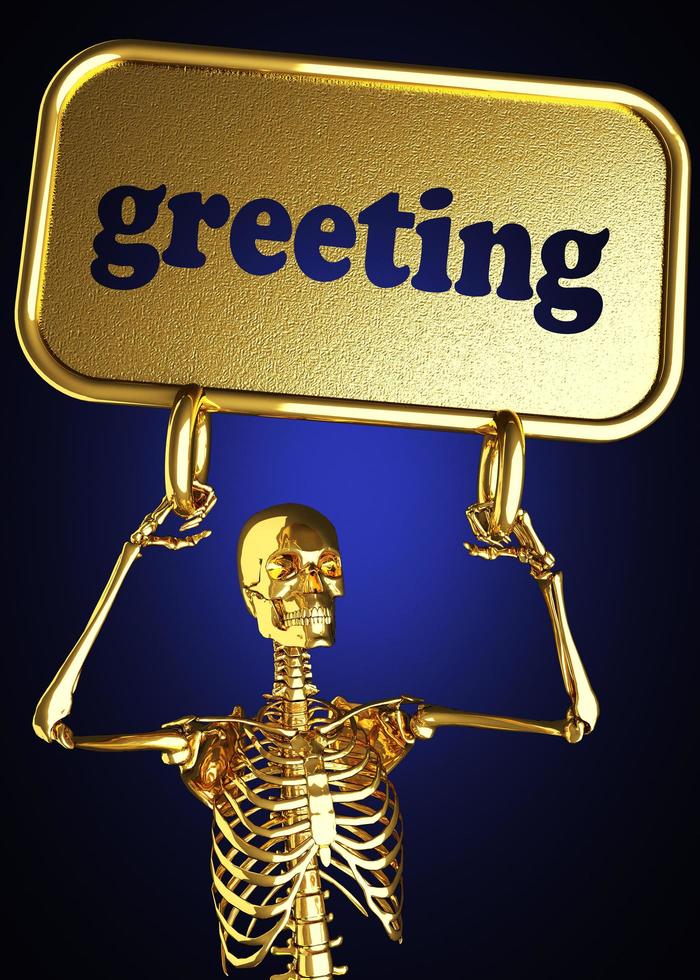 greeting word and golden skeleton photo