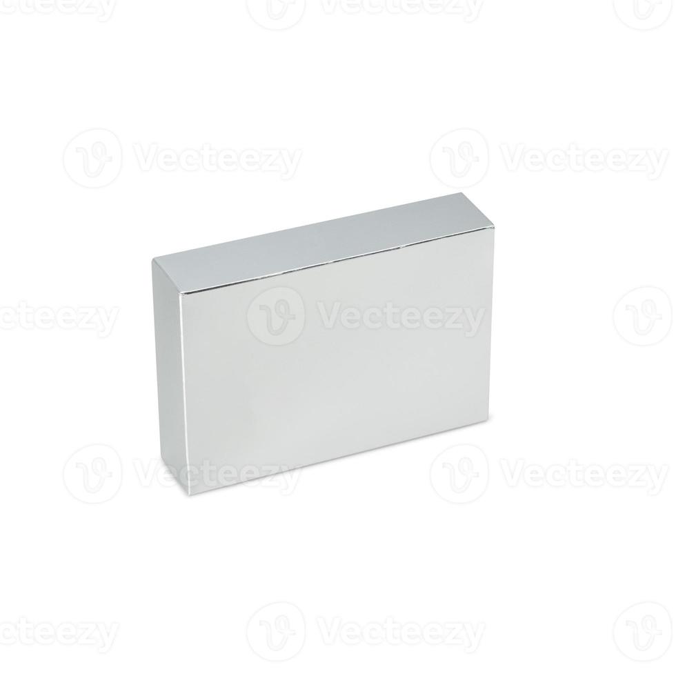 Silver box mockup isolated on white background with clipping path photo