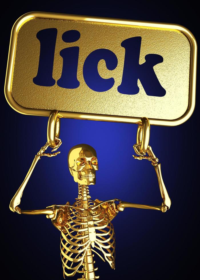 lick word and golden skeleton photo