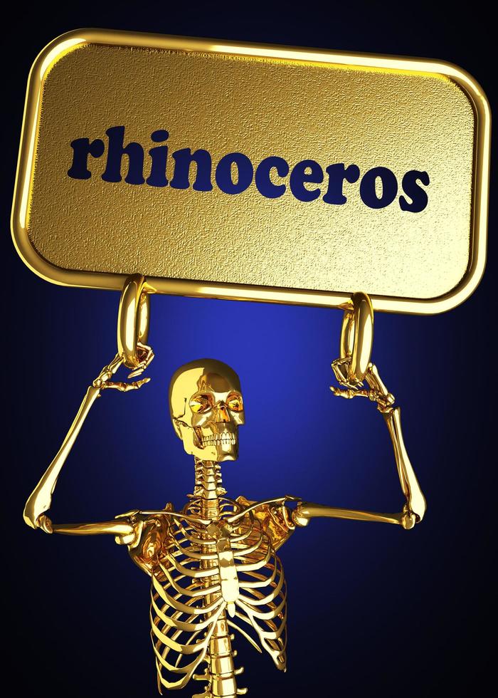 rhinoceros word and golden skeleton photo