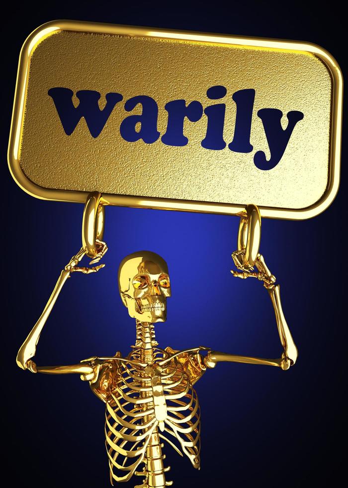 warily word and golden skeleton photo