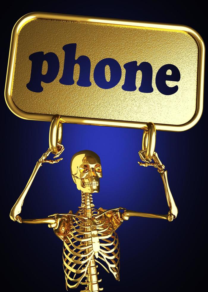 phone word and golden skeleton photo