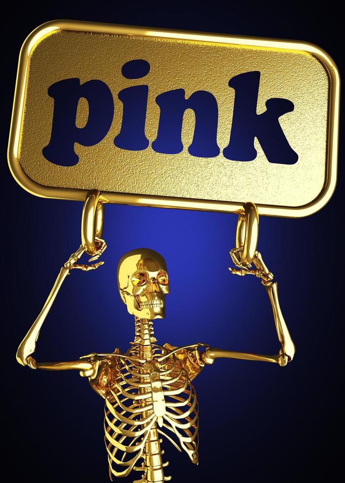 pink word and golden skeleton photo