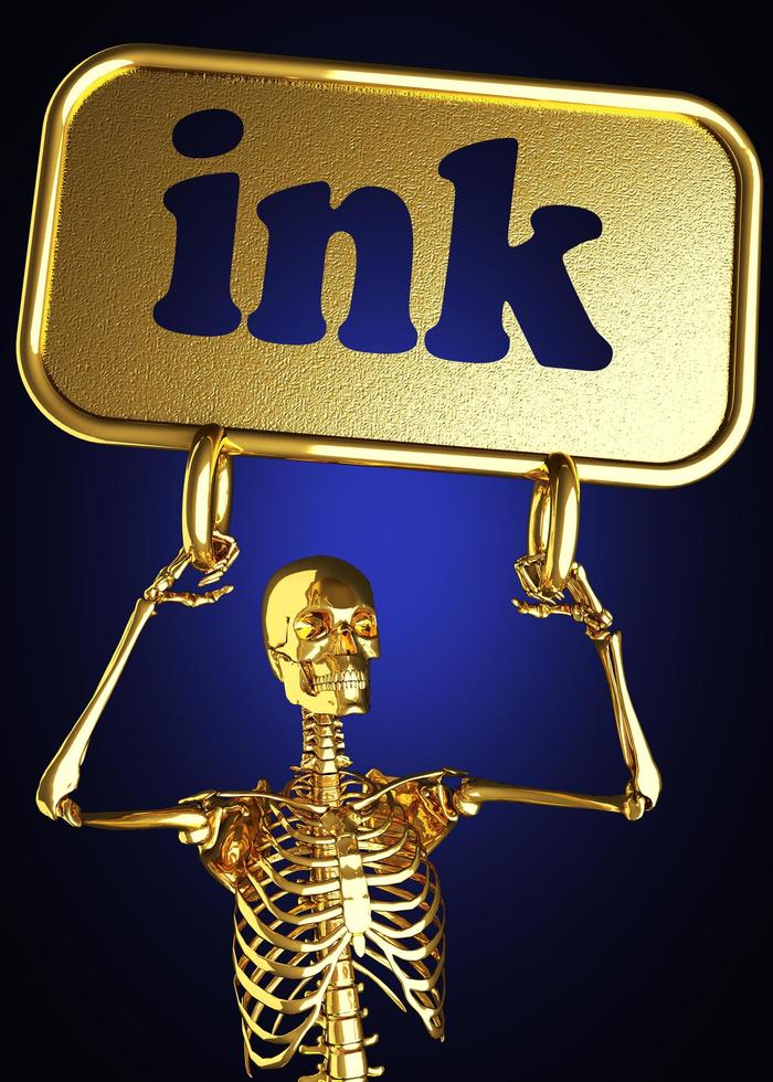 ink word and golden skeleton photo