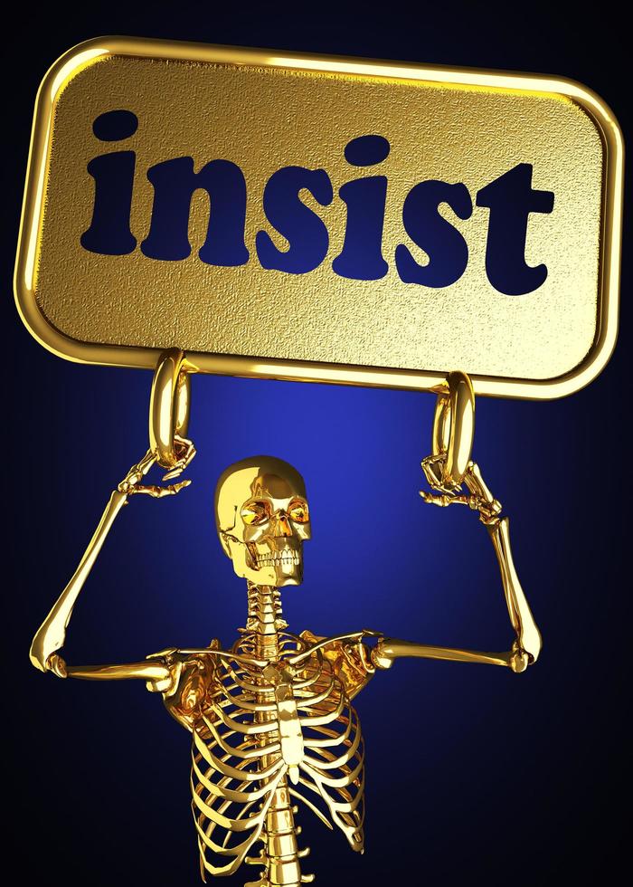 insistir palabra y esqueleto dorado foto