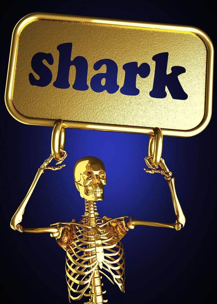 shark word and golden skeleton photo